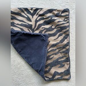 Blue steel and goldish tan zebra pattern pillow case with zipper